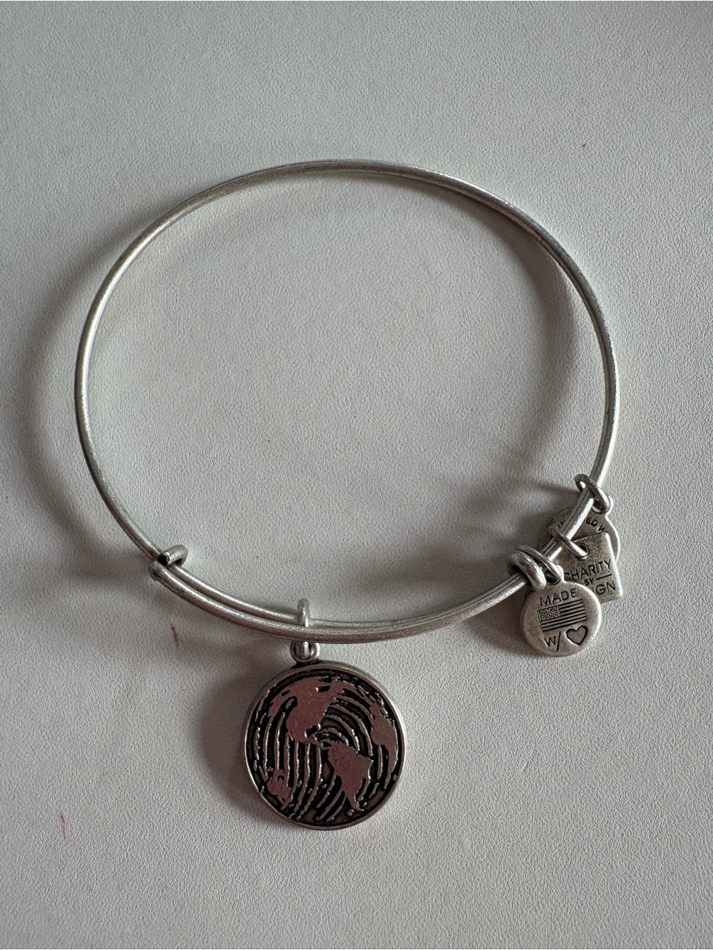 Alex and Ani Make Your Mark Fingerprint Globe Charm Bangle